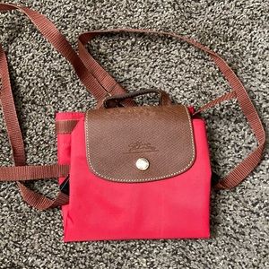 Longchamp red backpack